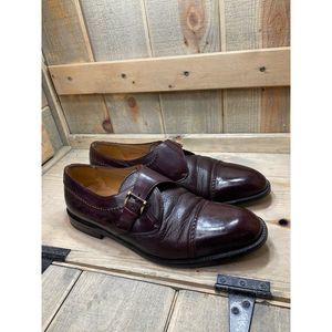 𝅺PAOLO De Marco Men's Oxblood Leather Monk Strap Cap Toe Shoes 10.5